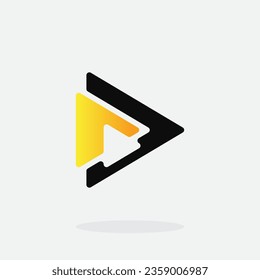 Play button for media app logo design. Streaming service app Logotype. Multimedia player icon design element for Music and movie start sign, audio and video editor logo