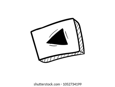 play button media doodle icon vector 