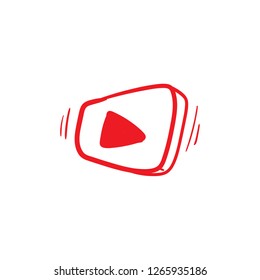  play button media doodle icon vector