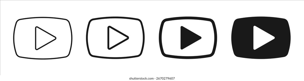 Juego de iconos de medios de Botón conjunto de trazos editable azul sólido.