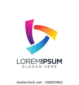 play button media logo icon. video logo icon.