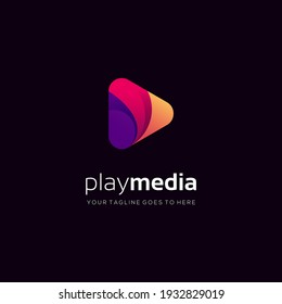 Play button media logo icon, media play technology logo icon