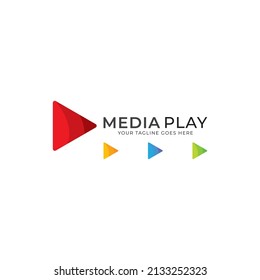 Play button media logo icon, media play technology logo icon