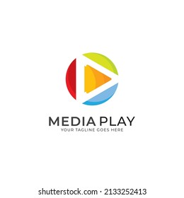 Icono del logotipo de medios del botón de reproducción, icono de la tecnología de reproducción de medios