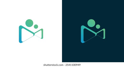 Reproducir icono de logotipo de medios de Botón, dos personas