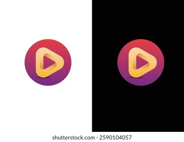 Play button media logo icon, media player logo icon