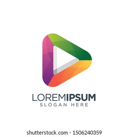 play button media logo. videography logo design temlpate.