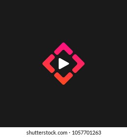 Play button Media Player Logo Vector Illustration Video Design Templates with Black Background