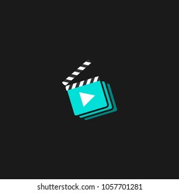 Play button Media Player Logo Vector Illustration Video Design Templates with Black Background