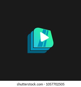 Play button Media Player Logo Vector Illustration Video Design Templates with Black Background
