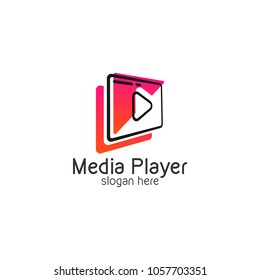 Play button Media Player Logo Vector Illustration Video Design Templates with White Background
