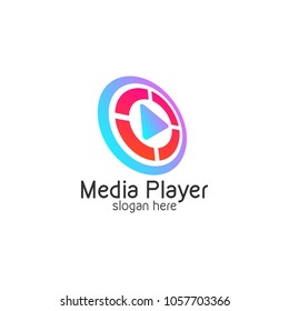Play button Media Player Logo Vector Illustration Video Design Templates with White Background
