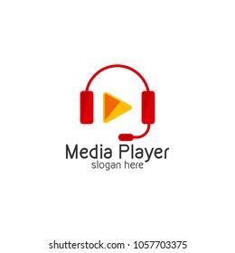 Play button Media Player Logo Vector Illustration Video Design Templates with White Background
