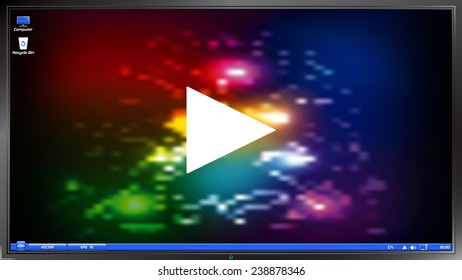 Play button. Media player on the screen monitor. Made vector illustration