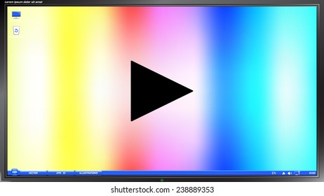 Play button. Media player on the screen monitor. Made vector illustration