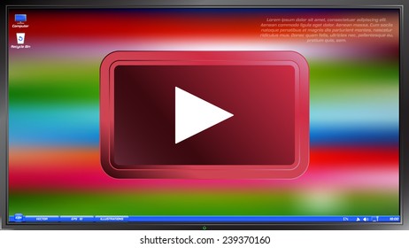 Play button. Media player on the screen monitor. Made vector illustration