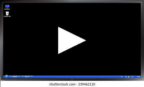 Play button. Media player on the screen monitor. Made vector illustration