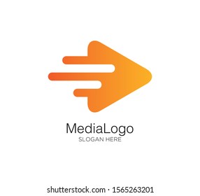 play button media vector logo design template