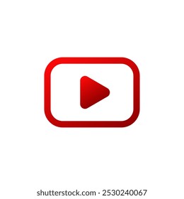 Ícone minimalista do botão Reproduzir. Logotipo vermelho do botão Reproduzir