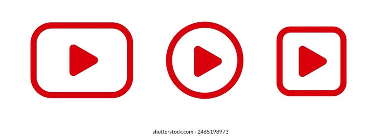 Play button minimalist logo. Red button icon design.