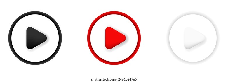 Play button minimalist red icon. Logo design in red.