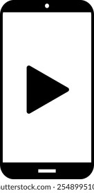 botão jogar com com o ícone do telefone celular. ícone Botão Reproduzir. Streaming no telefone
