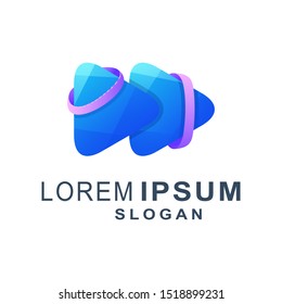 Play Button Modern Logo Design