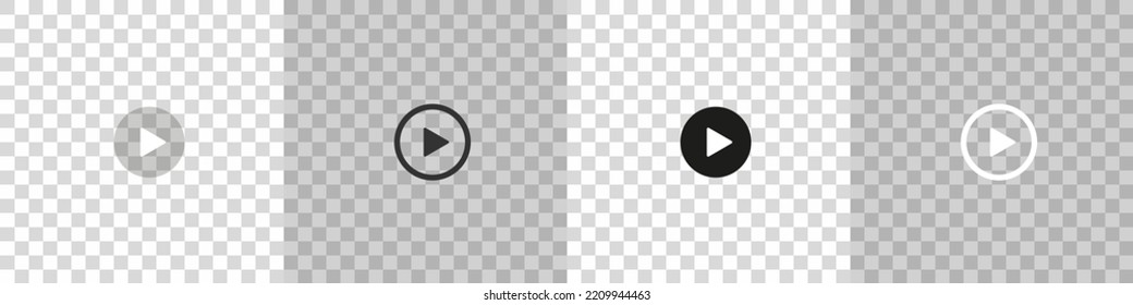 Play button. Music play icon. Start video sign. Isolated play button on transparent background.