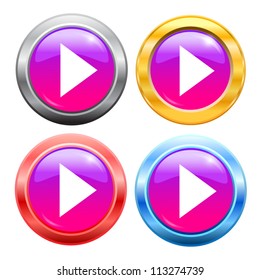 Play button. Music icons. Vector illustration.
