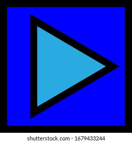 Play button neon blue background for music, movie and computer concepts. 