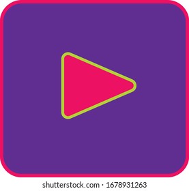 Play button neon pink and blue background for music, movie and computer concepts. 