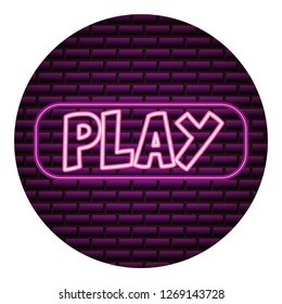 play button neon video game