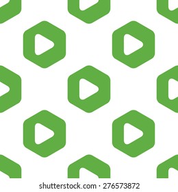 Play button in octagon, repeated on white background