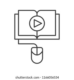 play button on book, online education icon concept