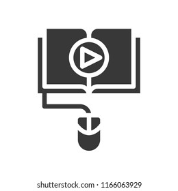 play button on book, online education icon concept