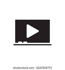 Botão Play no ícone de quadro-negro para aulas de vídeo - Educação e conceito de aprendizagem
