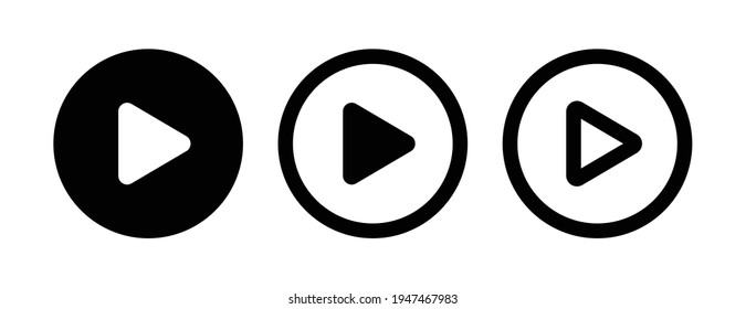 Play button on circle vector icon illustration.