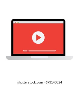 Play Button On Laptop Screen Stock Vector (Royalty Free) 693140524 ...
