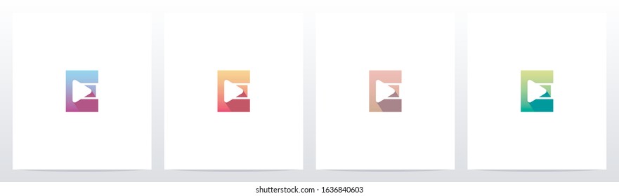 Play Button On Letter Logo Design E