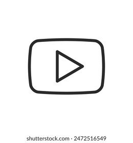 Play button on screen, linear style icon. playing a video or media on a screen. Editable stroke width.