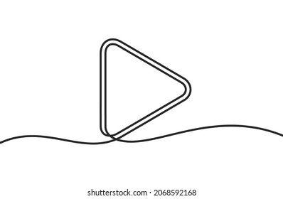 Play Button One Line Background. One Continuous Line Drawing Of Play Button. Vector Illustration. Play Button Line Icon.