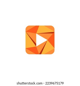 botón de reproducción logotipo de origami signo vectorial