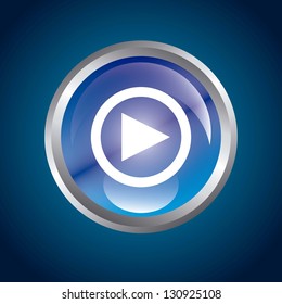 play button over blue background. vector illustration