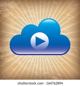 play button over grunge background vector illustration 