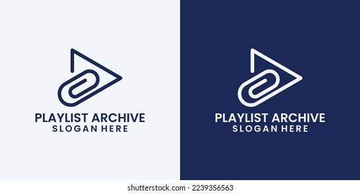 combinaciones de diseño del logotipo del organizador de la lista de reproducción de botones y clips de papel