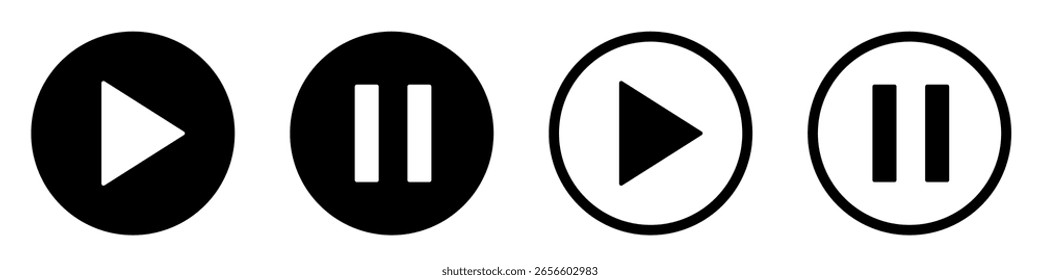 Play button. Play and pause icon set