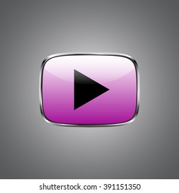 the play button pink color Icon Isolated Background
