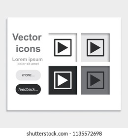 Play button placed on web page template flat vector icon.