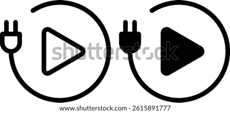 play button and plug icon illustration