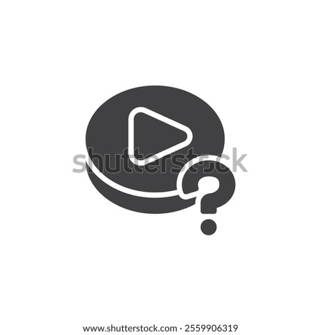 Play button with a question mark vector icon. filled flat sign for mobile concept and web design. Video Tutorial FAQ glyph icon. Symbol, logo illustration. Vector graphics